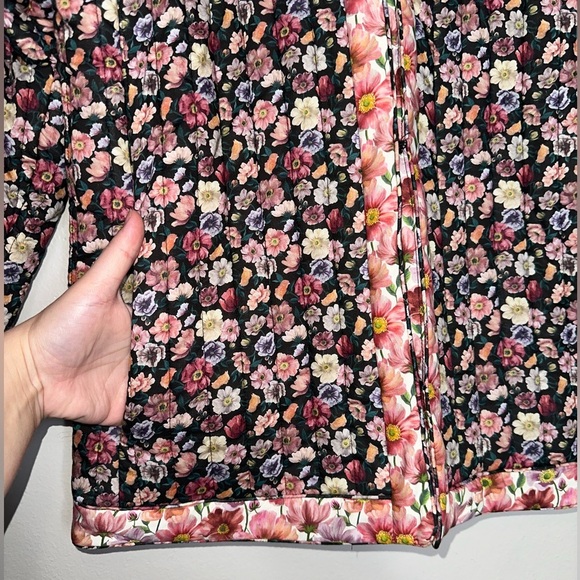 Sea New York Leslie Quilted Jacket Floral Pink Black Size Small Vintage Style - Picture 9 of 12